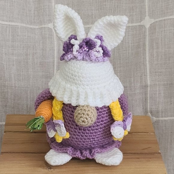 Handmade Crochet Bunny Rabbit Gnome Easter Gnome - Picture 6 of 6